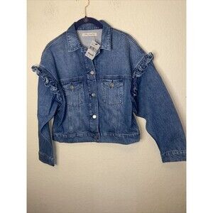 new Mavi Denim Jean jacket crop balloon ruffle sleeve 90s western country